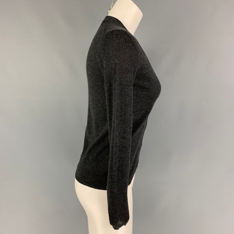 PRADA Size 2 Grey Heather Cashmere Silk V-Neck Cardigan