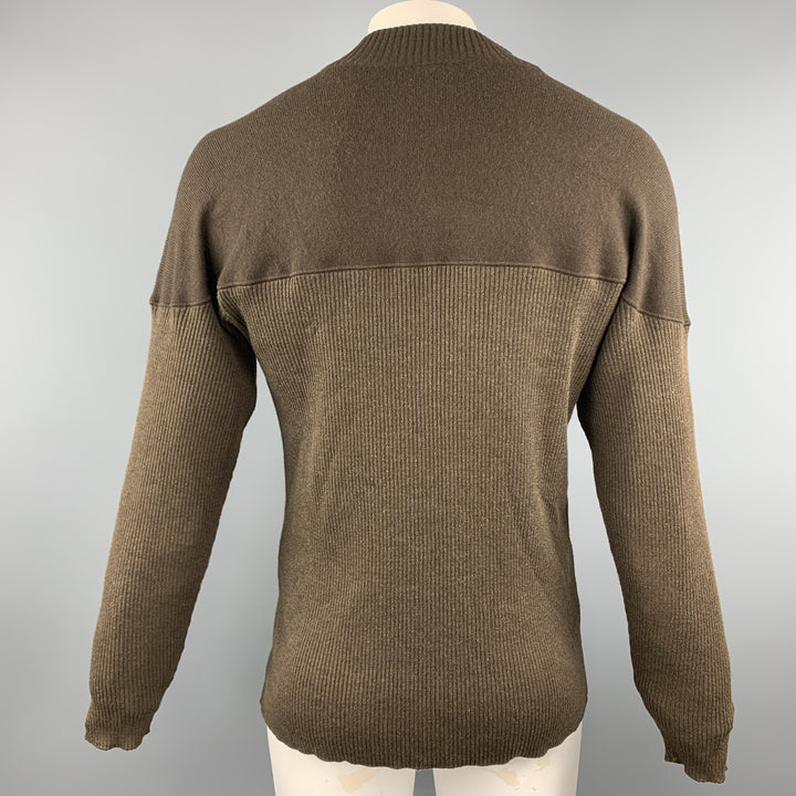 ARMAND BASI Size S Brown Ribbed Knit Wool Blend Pullover