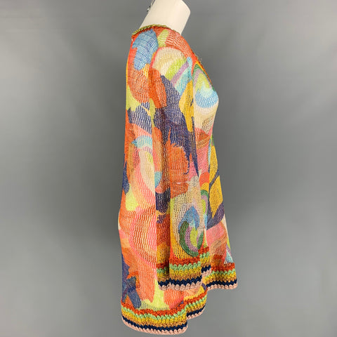 MISSONI MARE Size 6 Multi-Color Rayon / Polyester Crochet V-Neck Dress