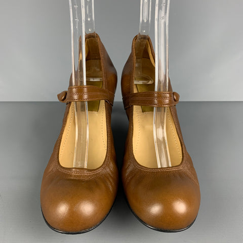 LANVIN Talla 9 Zapatos Mary Jane de cuero marrón