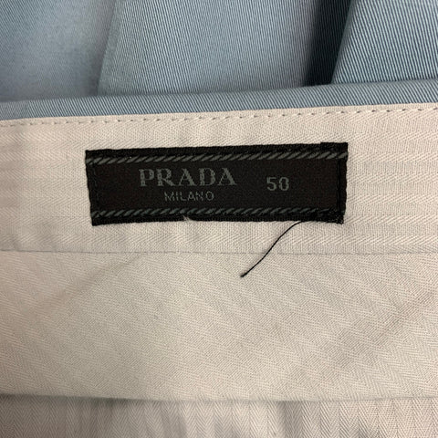 PRADA Size 34 Blue Solid Cotton Elastane Zip Fly Dress Pants