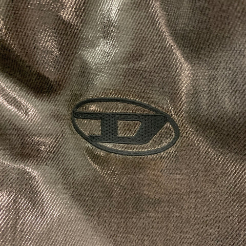 DIESEL Size XL Charcoal Coated Canvas Zip Snaps Coat