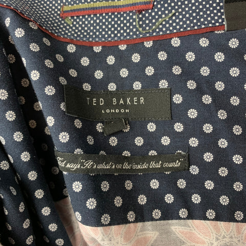 TED BAKER Size XL Black & Rose Floral Cotton Button Up Short Sleeve Shirt