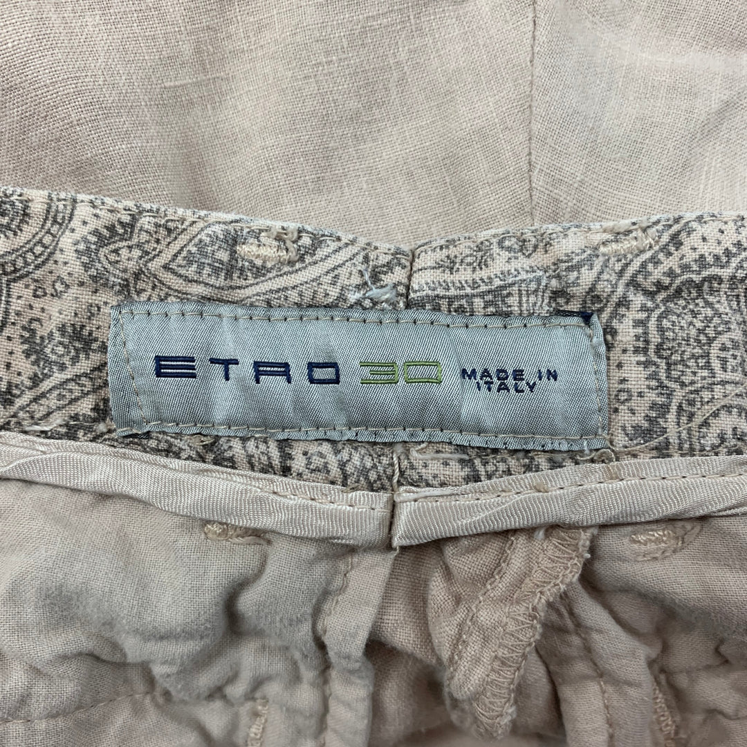 ETRO Size 32 Beige Wrinkled Linen Shorts