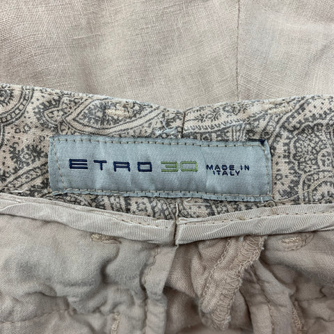 ETRO Taille 32 Short en lin froissé beige
