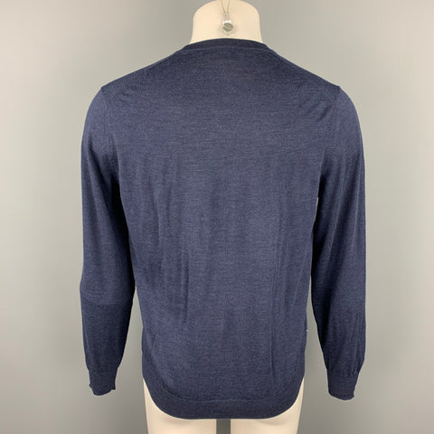 BRUNELLO CUCINELLI Size M Navy Wool / Cashmere V-Neck Pullover