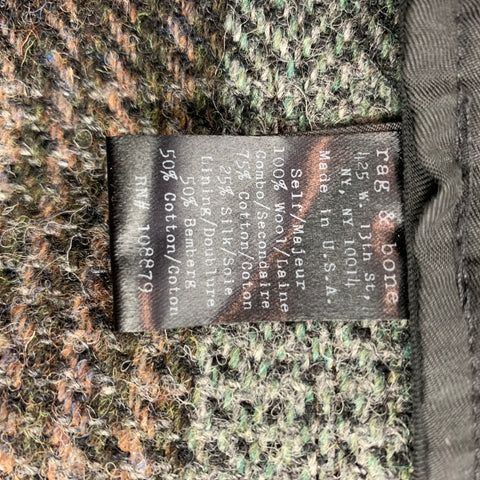 RAG & BONE Size M Olive Plaid Harris Tweed Wool Hunting Jacket