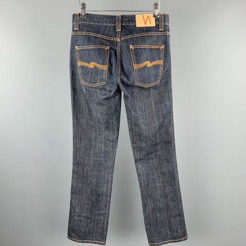 NUDIE JEANS Size 30 Indigo Contrast Stitch Denim SLIM JIM Jeans