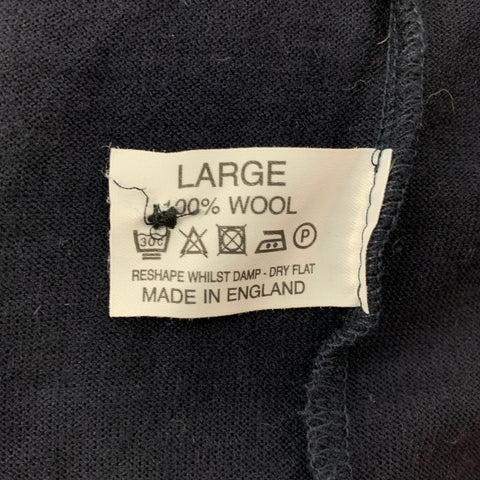 SUNSPEL Size L Navy Knitted Wool Shawl Collar Cardigan