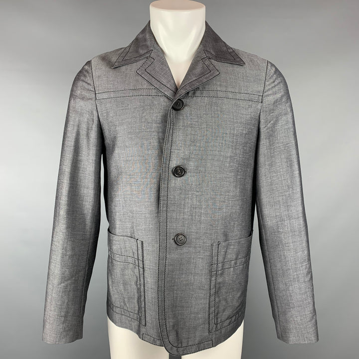PRADA Size 36 Dark Gray Contrast Stitch Mohair / Wool Jacket