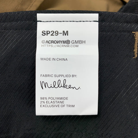 ACRONYM SS 22 Size L Coyote Polyester Zip Fly SP29-M Shorts