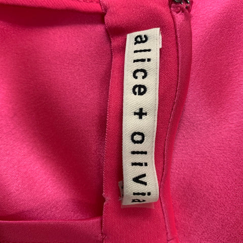 ALICE + OLIVIA Size L Pink Triacetate Blend Solid A-Line Skirt
