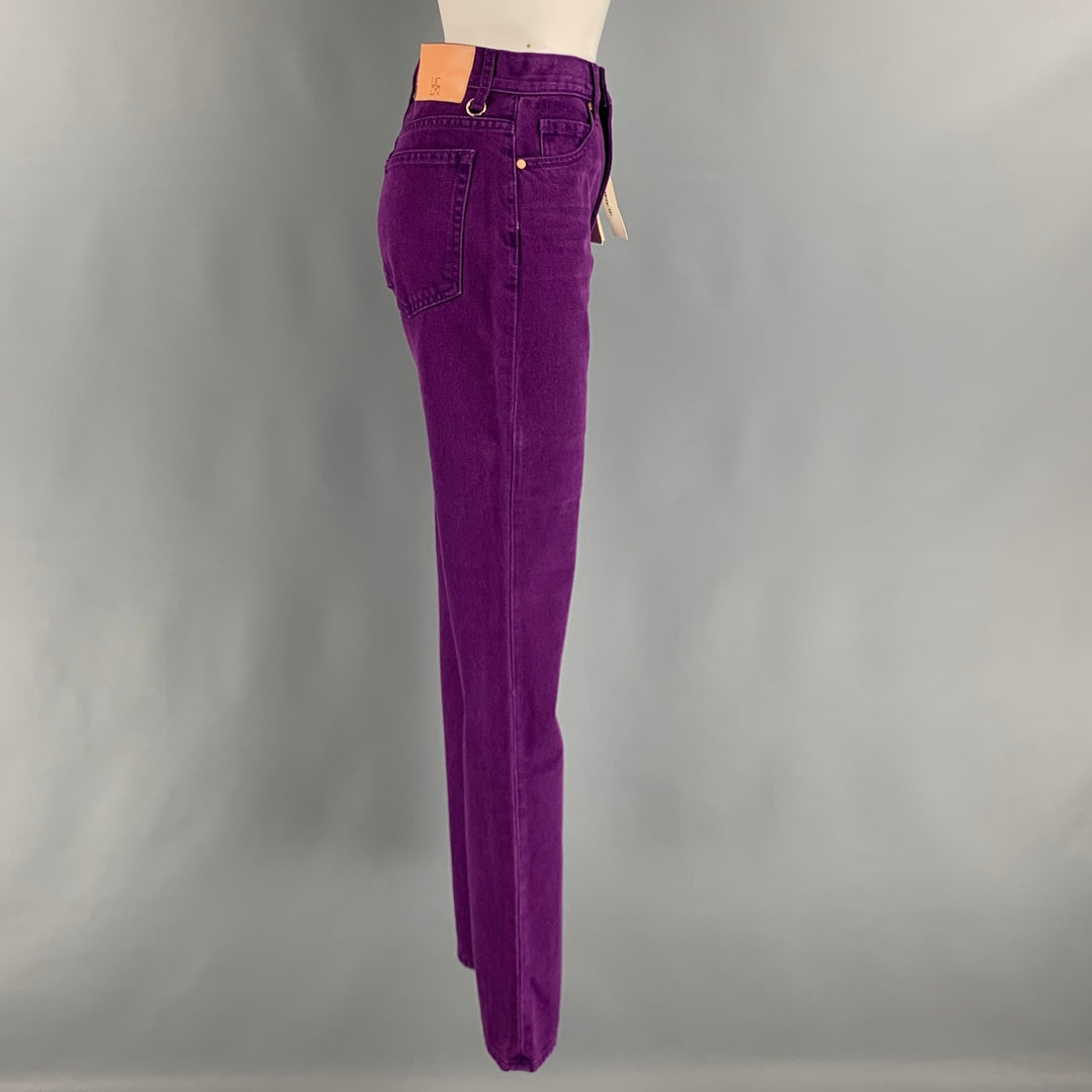 ULLA JOHNSON Talla 25 Vaqueros de talle alto de algodón morado