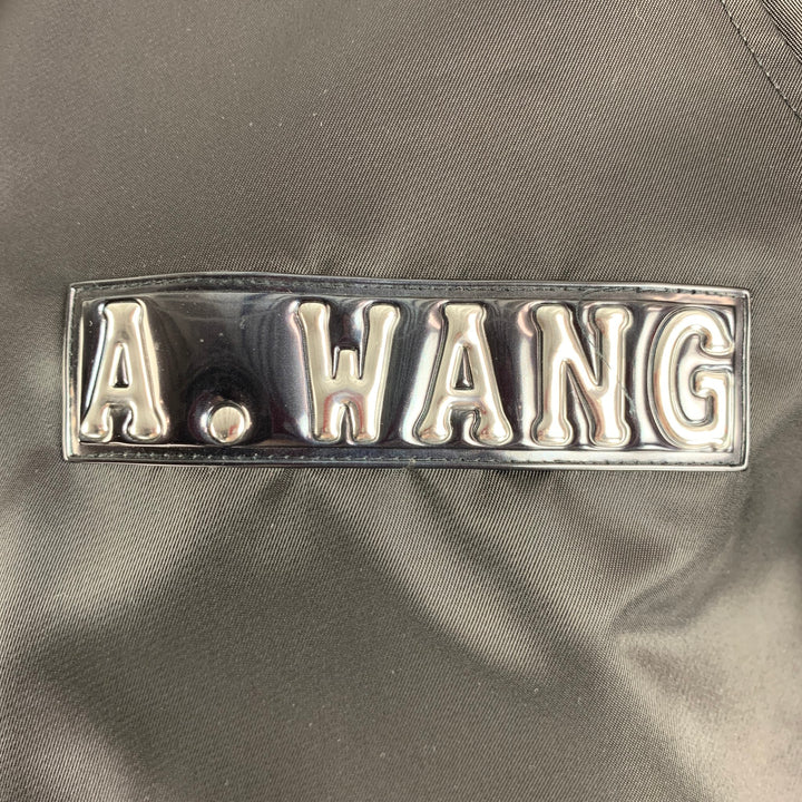 ALEXANDER WANG Size S Black Silver Logo Polyamide Snaps Jacket