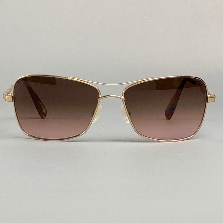 OLIVER PEOPLES Rose Gold Metal Sanford Sunglasses