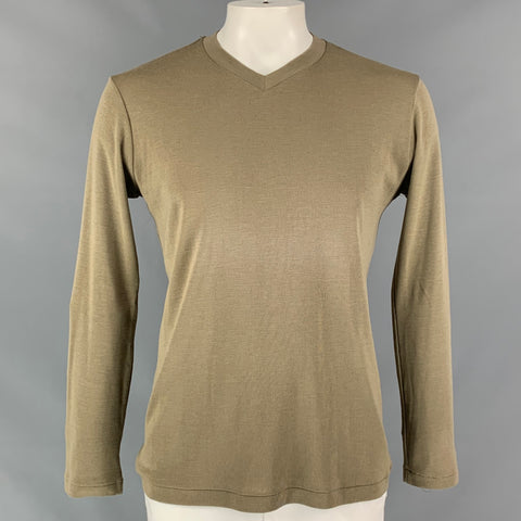 YOHJI YAMAMOTO Size L Sage Wool / Cashmere V-Neck Pullover