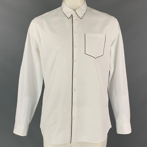 DSQUARED2 Size XL White & Black Cotton Button Up Long Sleeve Shirt