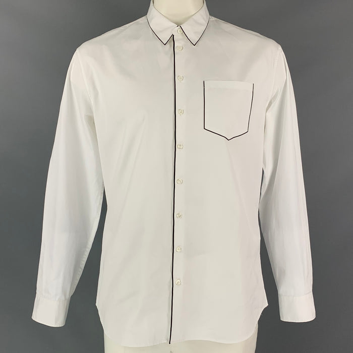 DSQUARED2 Size XL White & Black Cotton Button Up Long Sleeve Shirt