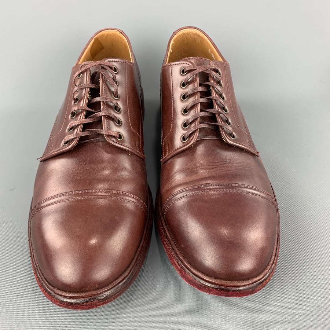PAUL SMITH Size 9 Solid Burgundy Leather Cap Toe Lace Up
