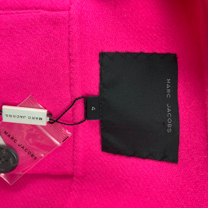 MARC JACOBS Size 4 Pink Wool Double Breasted Peacoat