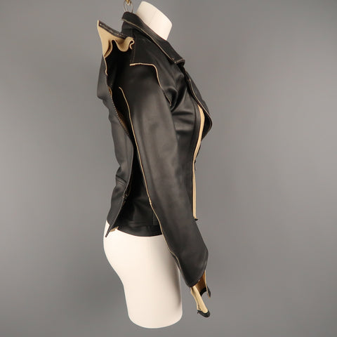 MAISON MARTIN MARGIELA X H&M Size 2 Black & Beige Deconstructed Biker Jacket