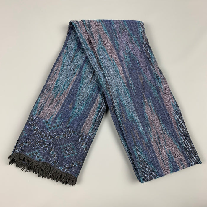 MISSONI Blue & Purple Marbled Knitted Wool / Viscose Scarf
