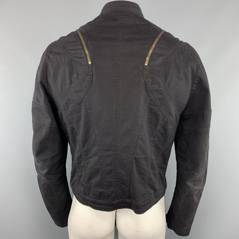JUST CAVALLI Taille 44 Veste zippée à col haut en coton noir