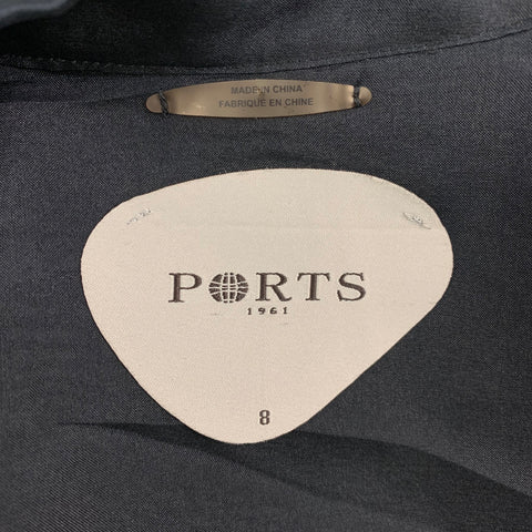 PORTS 1961 Chaqueta negra con solapa de muesca transparente talla 8
