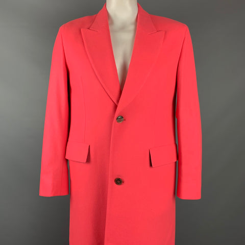 PAUL SMITH Size M Coral Wool / Cashmere Peak Lapel Coat