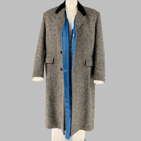 MARNI Chest Size 42 Size 42 Grey Multi-Color Herringbone Wool Notch Lapel Coat