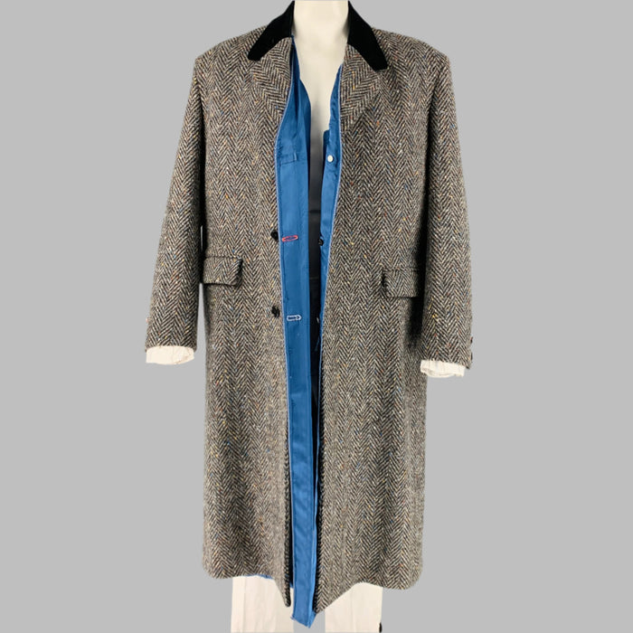 MARNI Chest Size 42 Size 42 Grey Multi-Color Herringbone Wool Notch Lapel Coat