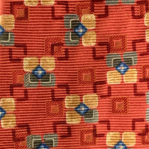 ERMENEGILDO ZEGNA Red Yellow/Blue Squares Silk Tie