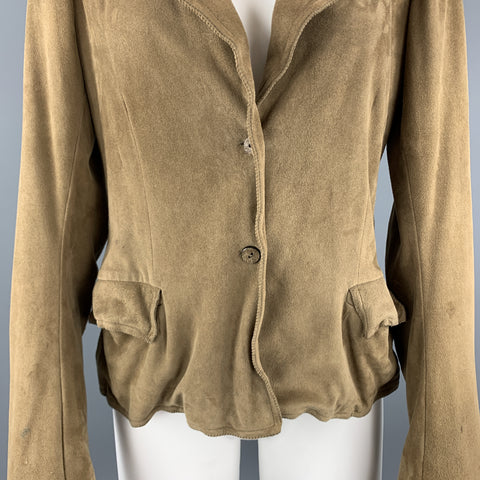 NIGEL PRESTON Taille S Veste à revers pointu en daim marron taupe