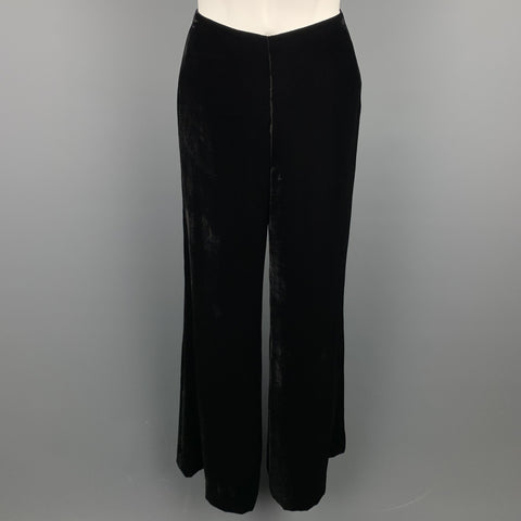 RALPH LAUREN Black Label Size 2 Black Viscose / Silk Wide Leg Dress Pants