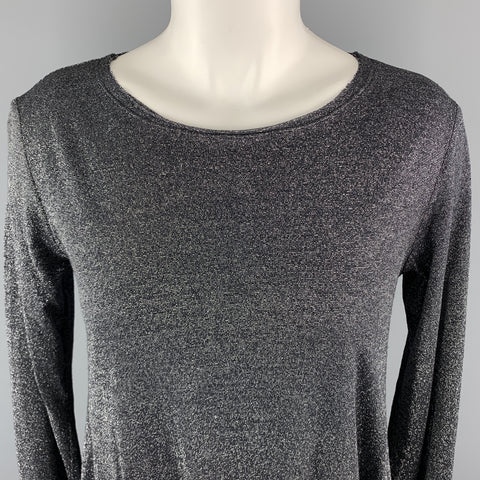 HACHE Size 6 Silver Wool Blend Metallic Long Sleeves Bubble Hem Dress