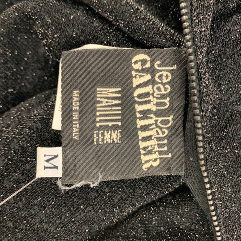 JEAN PAUL GAULTIER Talla M Vestido recto de mezcla de lana metalizada negro