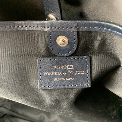 PORTER YOSHIDA & Co. Navy Leather Travel Bag