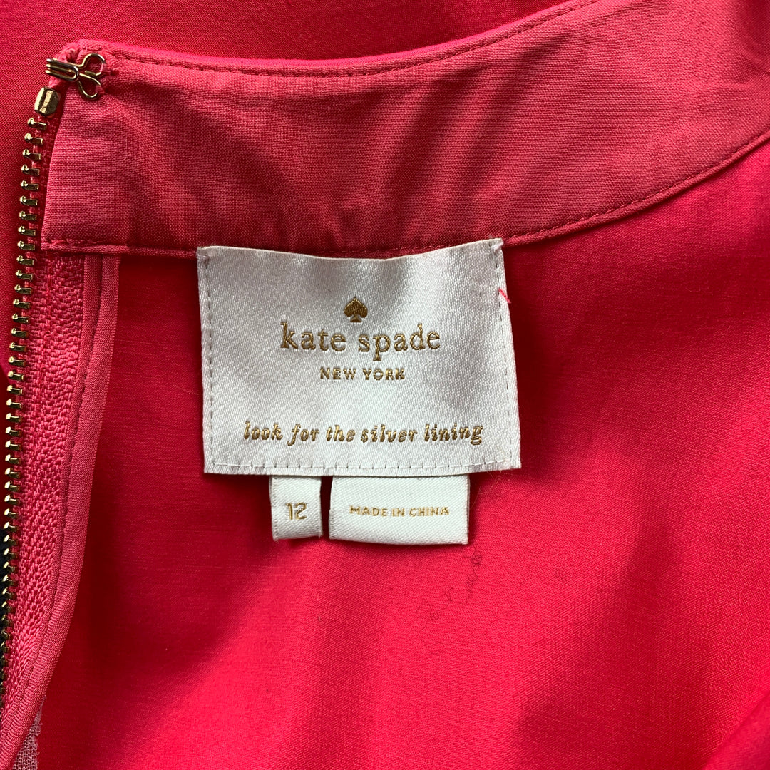 KATE SPADE Vestido tubo de algodón plisado color coral talla 12