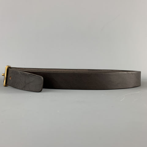 KIKA NY Size 32 Dark Brown Leather Brass Button Stud Buckle CONWAY Belt