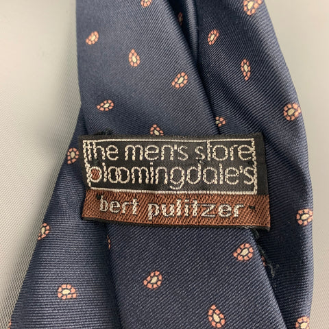 BERT PULITZER Navy Pink Paisley Silk Tie
