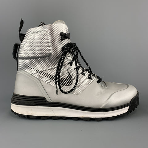 NIKE Talla 10 Botas deportivas ACG H20 REPEL de cuero plateado metalizado