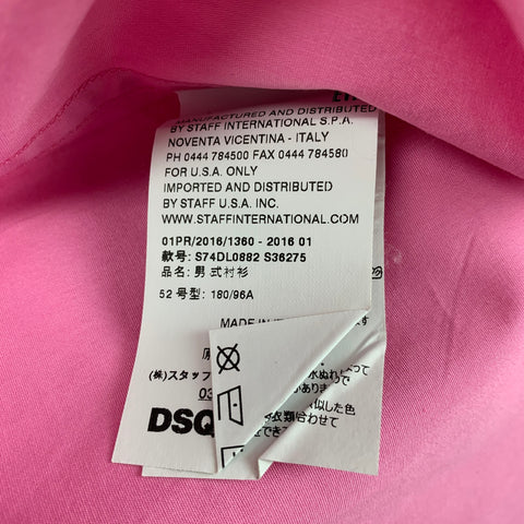 DSQUARED2 Size L Pink Cotton Button Up Long Sleeve Shirt