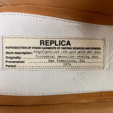 MAISON MARTIN MARGIELA Taille 11 Chaussures Oxford à bout d'aile en cuir bicolore noir argent