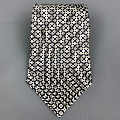 BOSS by HUGO BOSS Silver Geometric Silk Tie