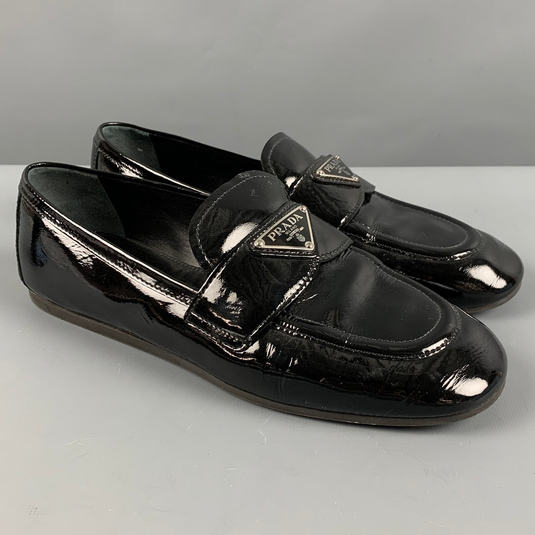 PRADA Size 9 Black Patent Leather Loafer Flats – Sui Generis  display picture 1
