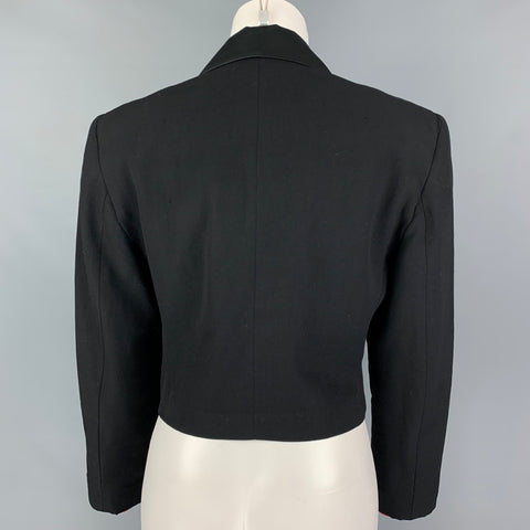 Vintage STEPHEN SPROUSE Size 8 Black Wool Mixed Fabrics Cropped Jacket Blazer