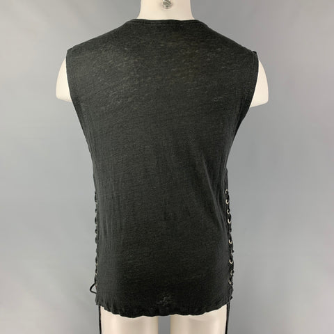 IRO Avys Size XS Black Solid Linen Sleeveless Tank Top