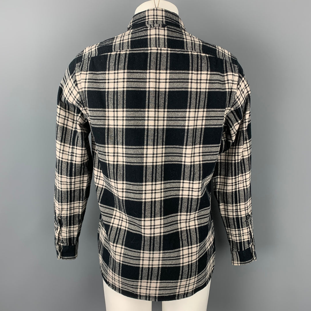 ALEX MILL Size M Black & Cream Plaid Cotton Button Up Long Sleeve Shirt