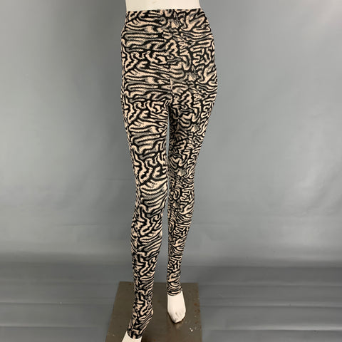 MAISIE WILEN Talla XS Negro Beige Mezcla de poliamida Veteado YS302 Leggings