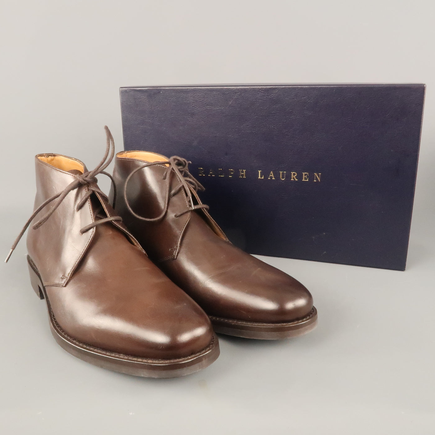 RALPH LAUREN Size 9 Brown Solid Leather Lace Up Boots